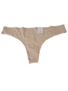 Auden Beige Thong Underwear Womens Size XL Bonded Edge Seamless Design New